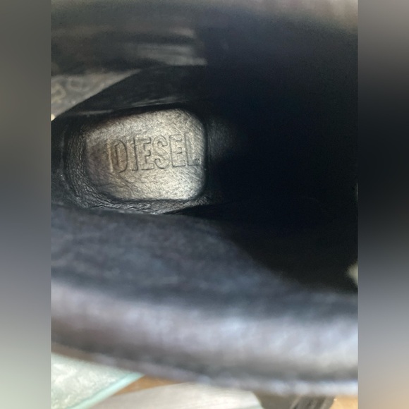 Diesel Leather Hiker Tekny Bootie Black Faux Croc Block Heel Womens - Picture 9 of 9